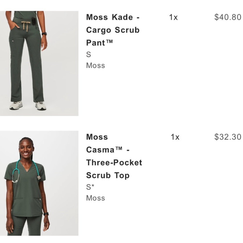 Figs Moss Green Medical Scrubs Set (Size Small)